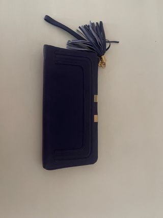 Cartera monedero azul con detalle dorado