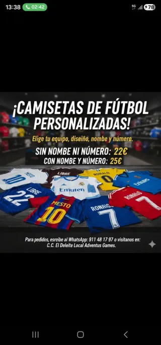 Camisetas de fútbol personalizadas