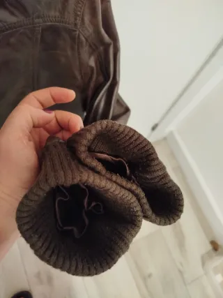 Cazadora cuero mujer marrón piloto