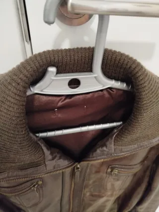 Cazadora cuero mujer marrón piloto