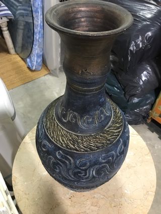 Jarrón Decorativo Azul y Marrón