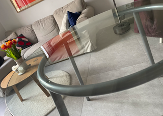 Mesa redonda IKEA cristal metal 1m