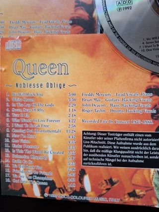 Queen Noblesse Oblige CD Live 1973-1986