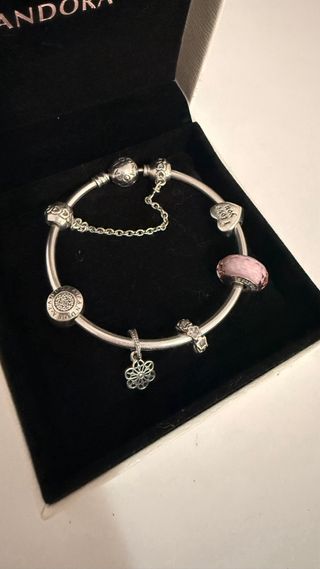 Pulsera Original Pandora Plata Ley S925 con charms