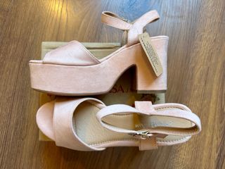 Sandalias 37 Rosa Plataforma-5cm Nuevas