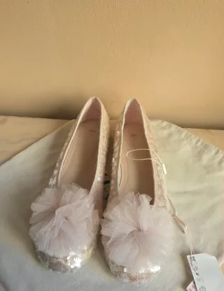 Bailarinas Zara lentejuelas rosa/dorado