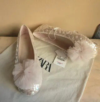 Bailarinas Zara lentejuelas rosa/dorado