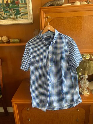 Camisa Chaps cuadros azul y blanco hombre