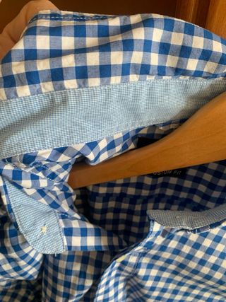 Camisa Chaps cuadros azul y blanco hombre