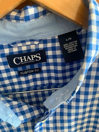 Camisa Chaps cuadros azul y blanco hombre