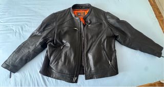 Chaqueta de cuero moto First negra