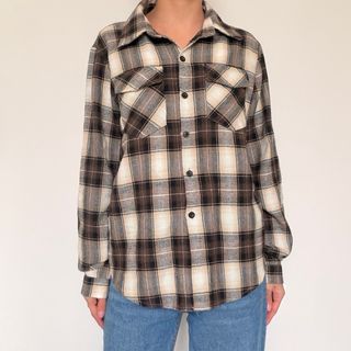 Camicia Flanella Beige/Marrone