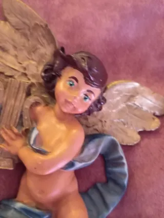 Pareja de angelitos pintados a mano