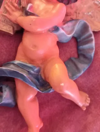 Pareja de angelitos pintados a mano