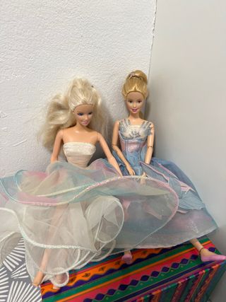 Lote di 2 Barbie con abiti