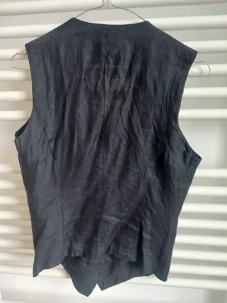 Gilet donna Biblos nero in lino ricamato