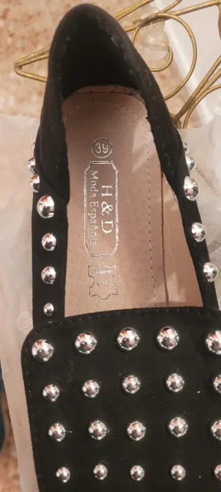 Zapatos piel H&D Mujer Talla 39 Negros