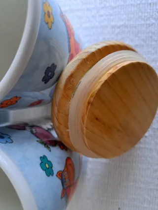 Set 3 barattoli ceramica con tappo legno