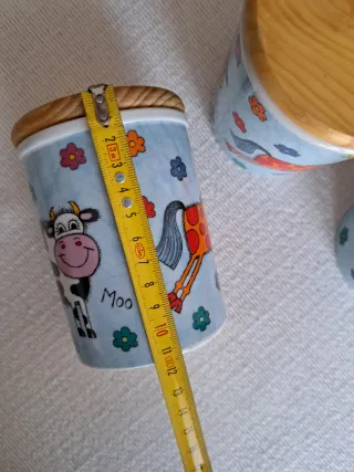 Set 3 barattoli ceramica con tappo legno