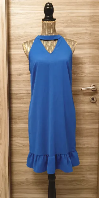 Abito blu elettrico estivo con volant