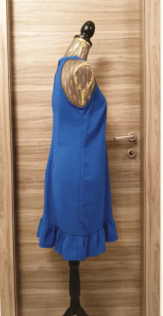 Abito blu elettrico estivo con volant