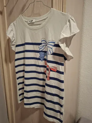 Camiseta Marinera con Lazos en Relieve y Volantes