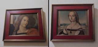 2 Cuadros Clásicos Marco madera, Rojo y Oro Viejo