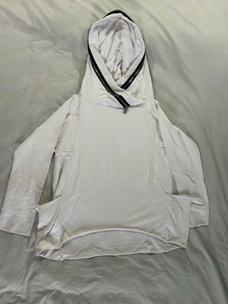 Felpa bianca con zip cappuccio taglia unica
