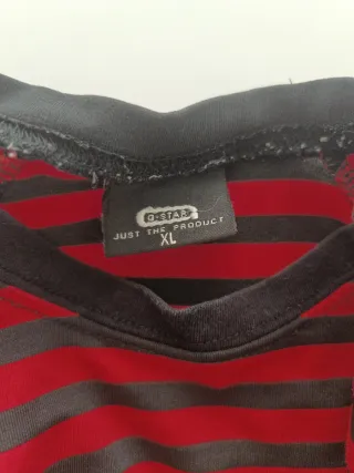 Camiseta G-Star RAW rayas roja-negra Talla como L