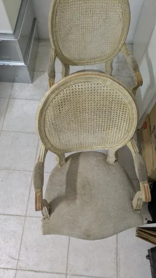 Sillas estilo Luis XVI ratán y madera