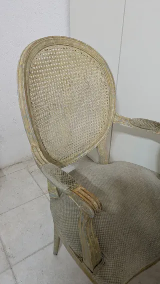 Sillas estilo Luis XVI ratán y madera
