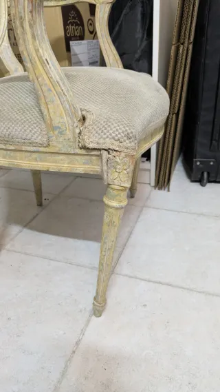 Sillas estilo Luis XVI ratán y madera