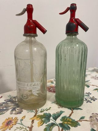 2 Sifones Antiguos de Vidrio