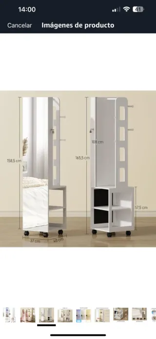 Espejo Joyero Giratorio Blanco