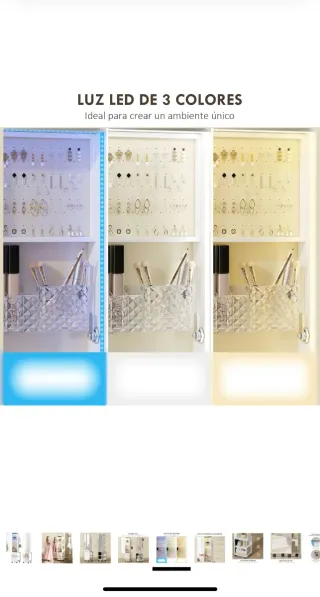 Espejo Joyero Giratorio Blanco