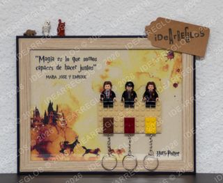 Cuelga llaves Lego Harry, Ron y Hermione.
