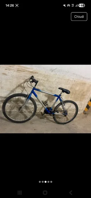 Bicicletta da uomo blu e argento