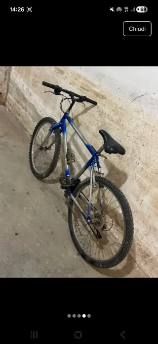 Bicicletta da uomo blu e argento