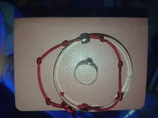 Pulsera 7 nudos artesanal con anillo de plata