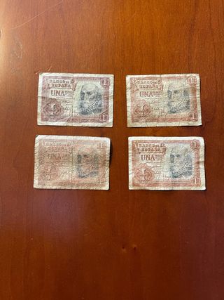 4 Billetes 1 Peseta Banco de España