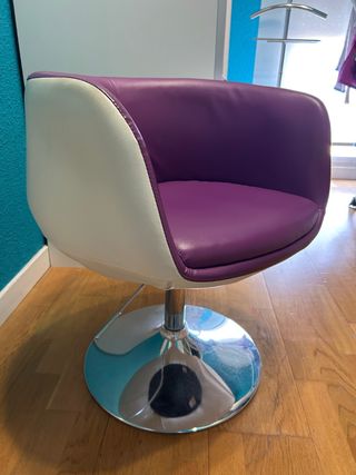 Taburete giratorio elevable púrpura y blanco