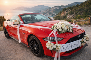 COCHE BODAS MUSTANG DESCAPOTABLE ROJO V8 5.0L