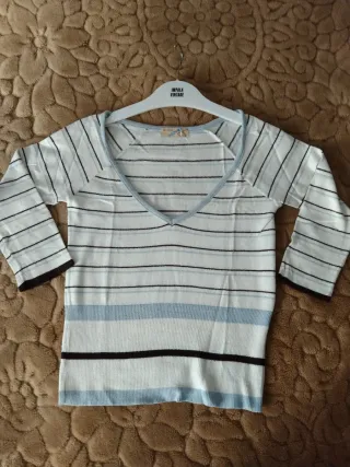 Jersey fino blanco rayas