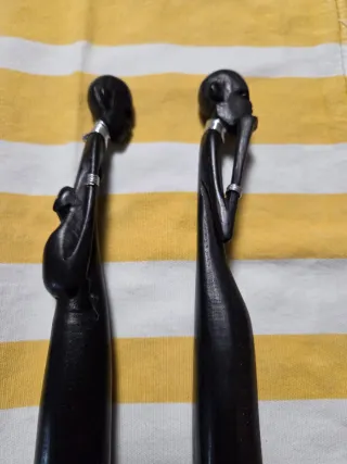 Coppia statuine artigianato africano legno