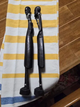 Coppia statuine artigianato africano legno