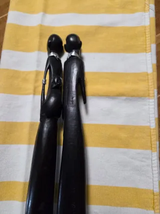 Coppia statuine artigianato africano legno