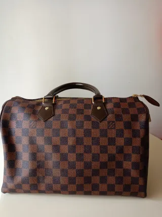 Borsa bauletto marrone e rossa
