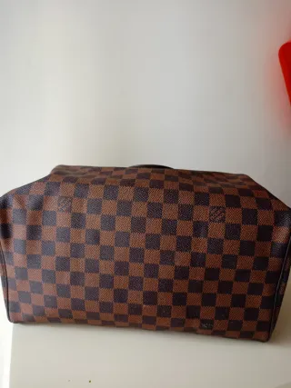 Borsa bauletto marrone e rossa