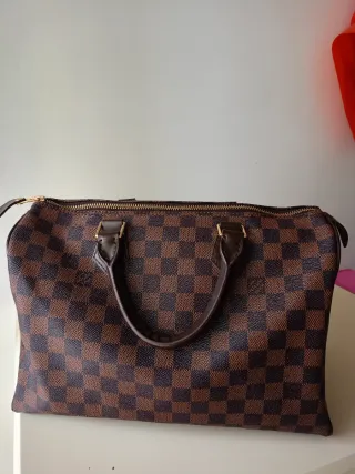 Borsa bauletto marrone e rossa