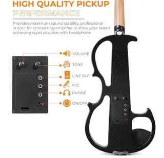 Vangoa Violín Eléctrico 4/4 Negro perla